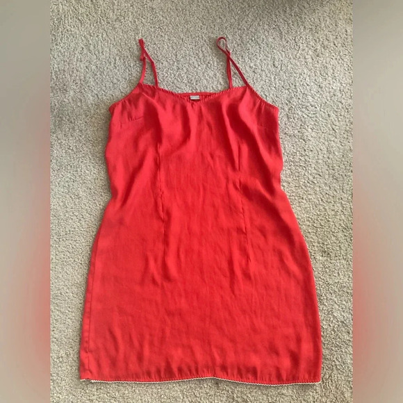 Red Satin Delicate Y2K Mini Slip Dress Size Small - Picture 1 of 2